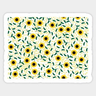 Sunflowers and leaves Seamless Pattern Sticker